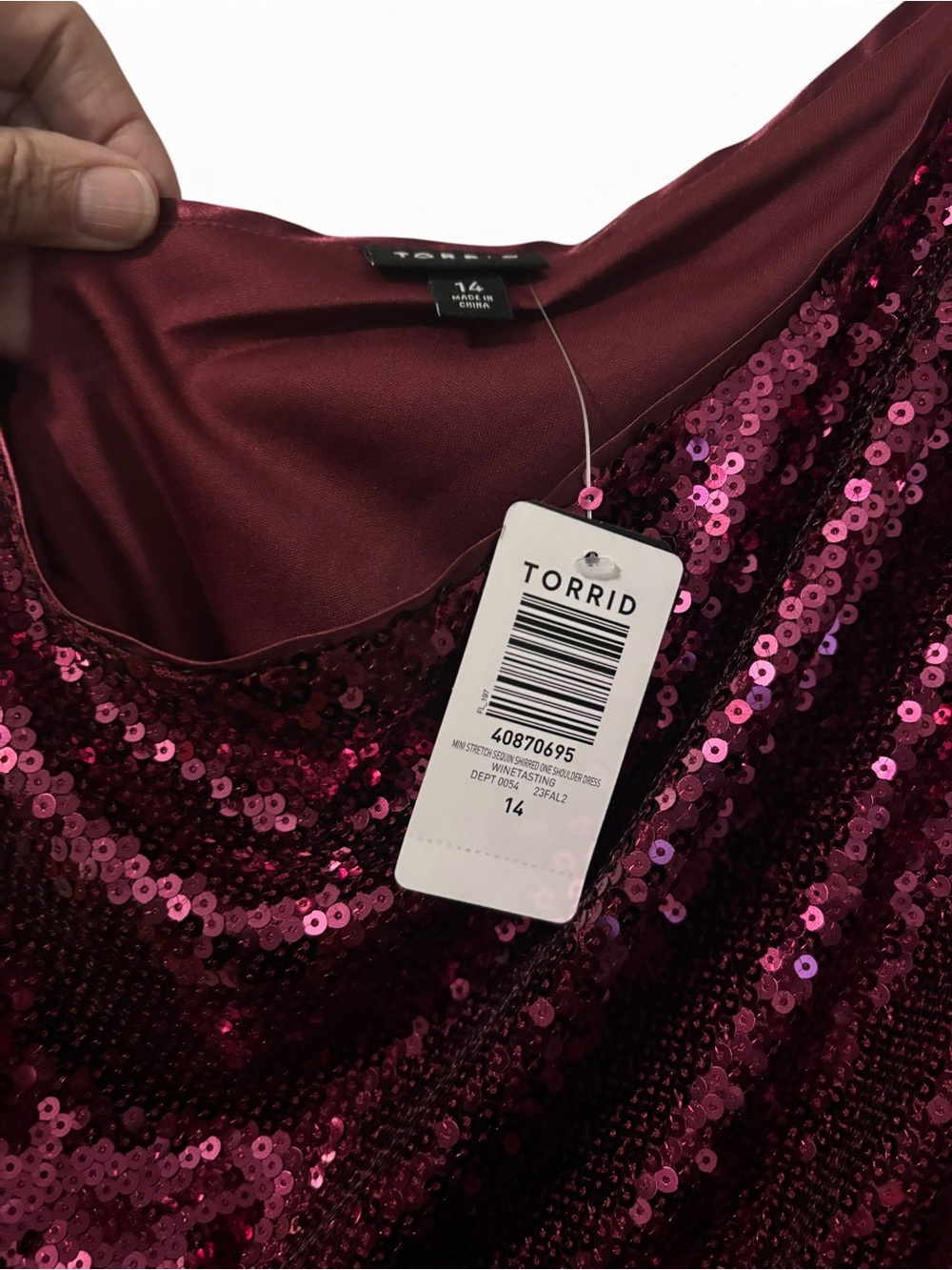 torrid One-Shoulder mini Sequin wine tasting Dress - Magenta - Picture 4 of 5